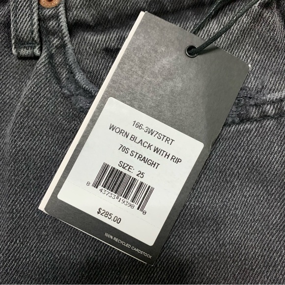 RE/DONE NWT Worn Black With Rip 70’s Straight Size 25 - Picture 13 of 16